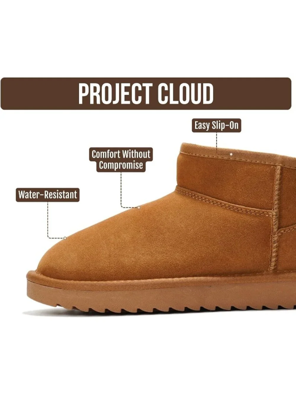 Womens Chestnut Suede Project Cloud Genuine Leather Comfortable Ankle Boots